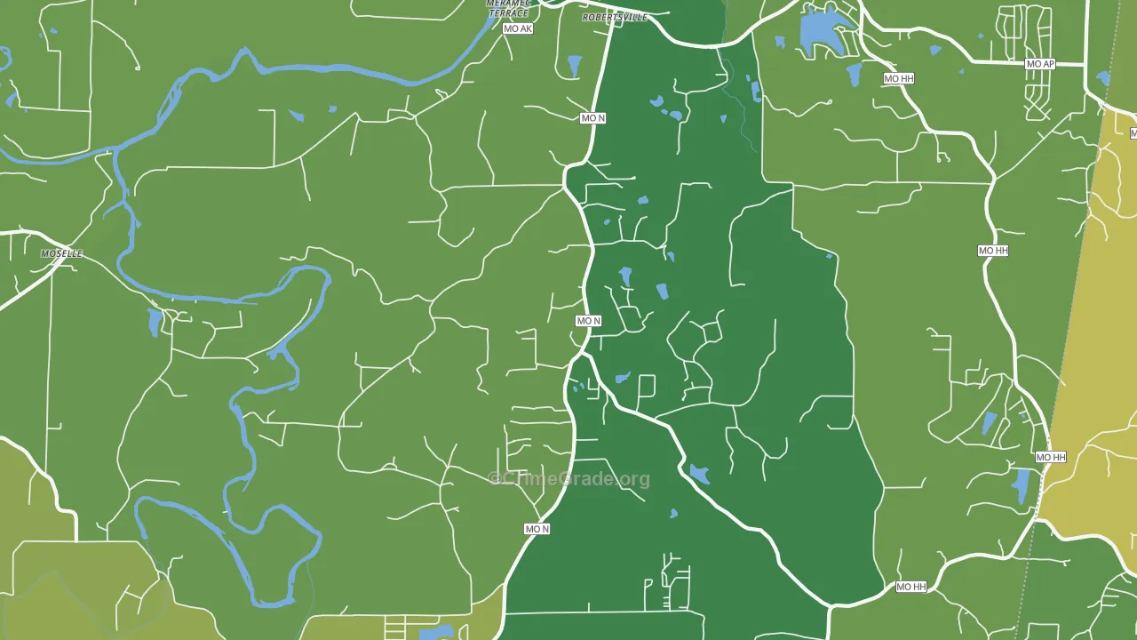 Robertsville, MO Map of Vehicle Theft Rates