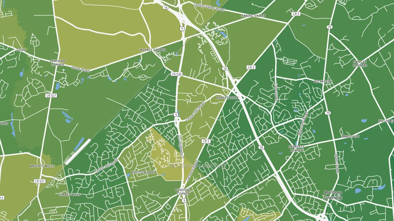Robertsville, NJ Map of Vehicle Theft Rates