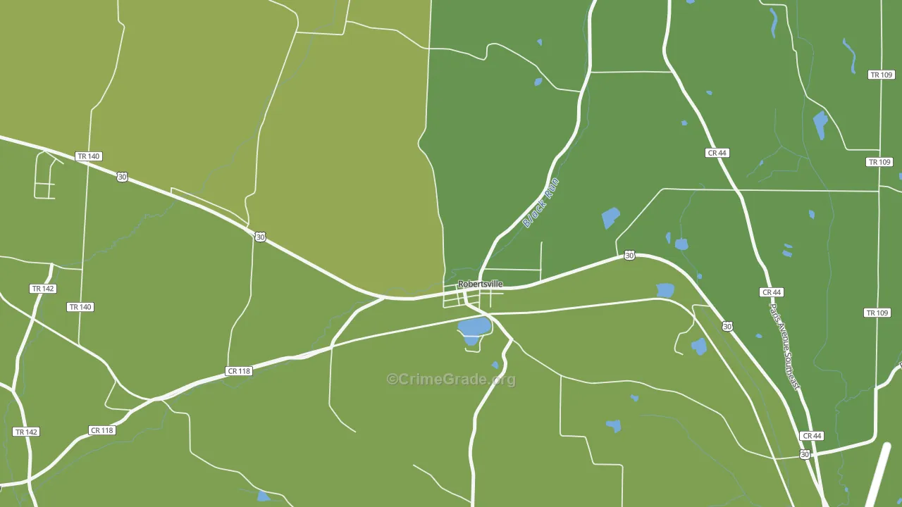 Robertsville, OH Map of Vehicle Theft Rates