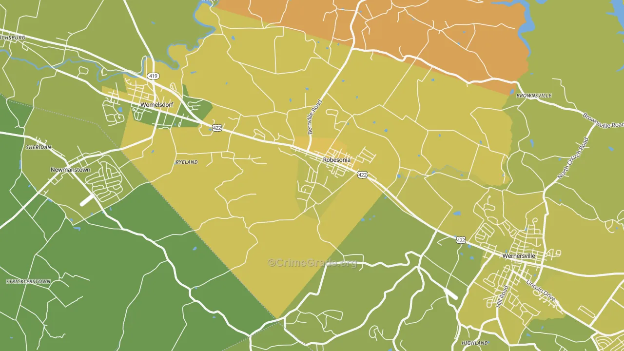 Robesonia, PA Map of Vehicle Theft Rates