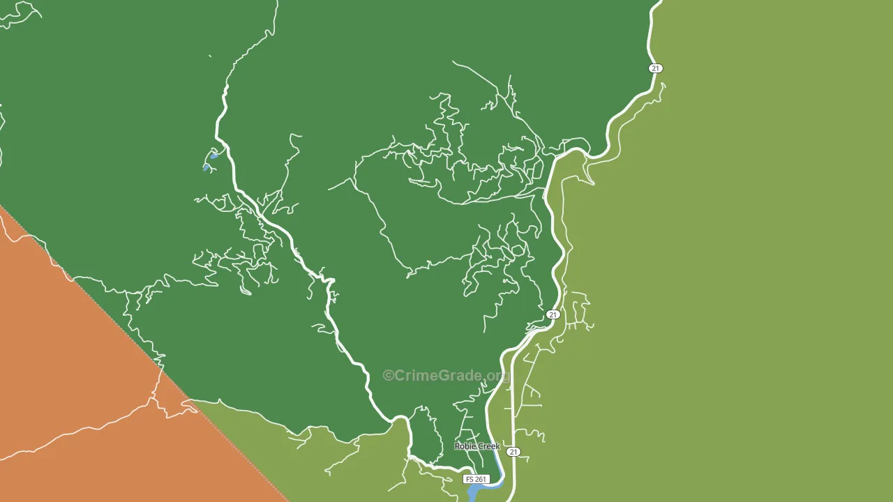 Robie Creek, ID Map of Vehicle Theft Rates