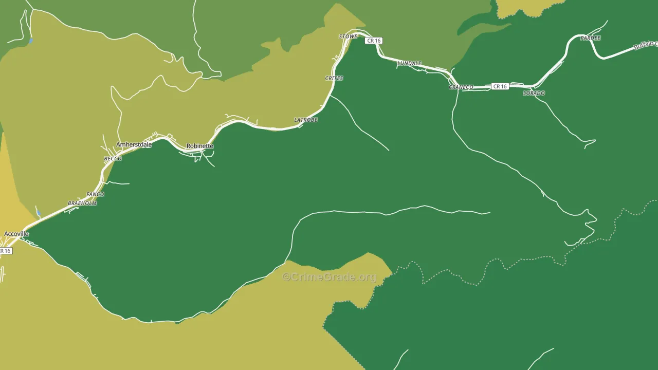Robinette, WV Map of Vehicle Theft Rates
