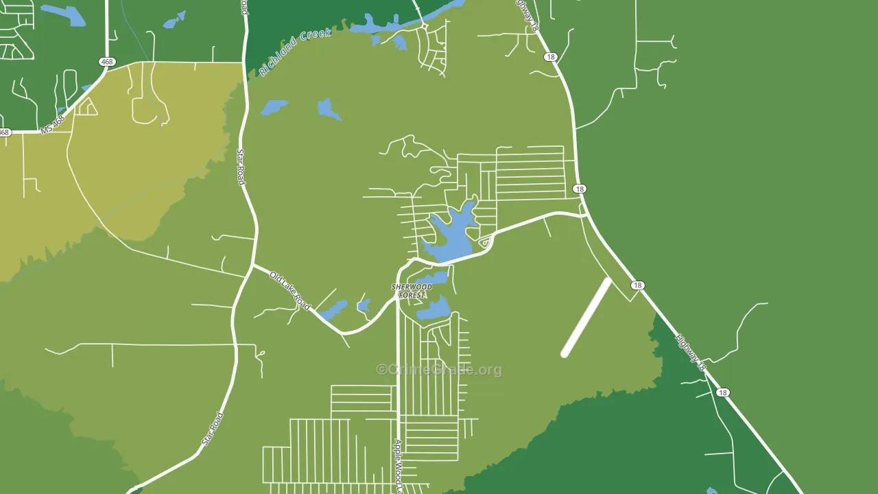 Robinhood, MS Map of Vehicle Theft Rates