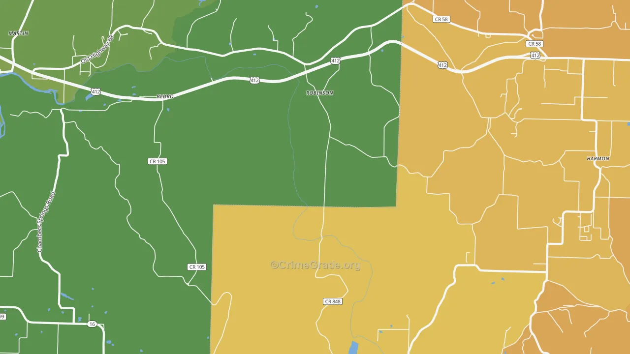 Robinson, AR Map of Vehicle Theft Rates