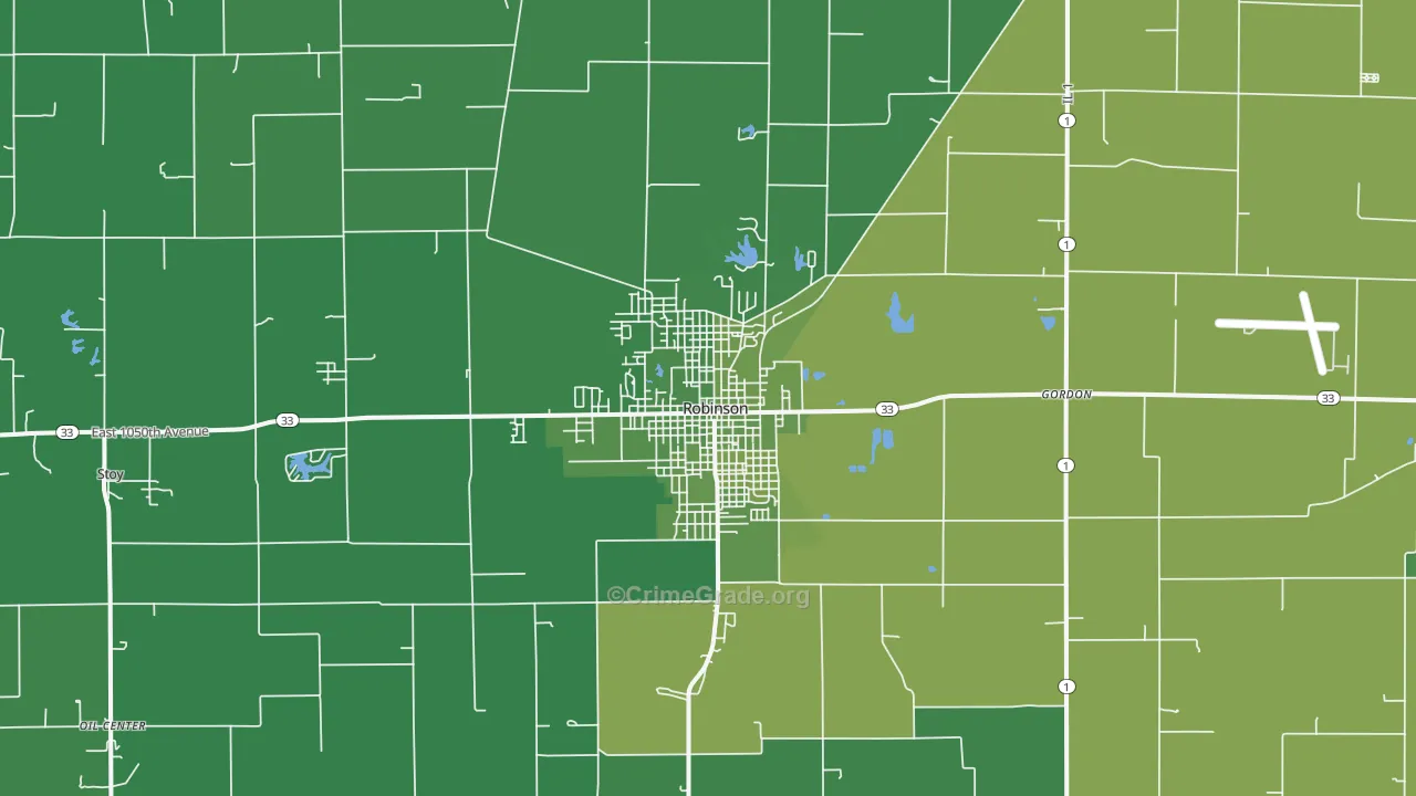 Robinson, IL Map of Vehicle Theft Rates