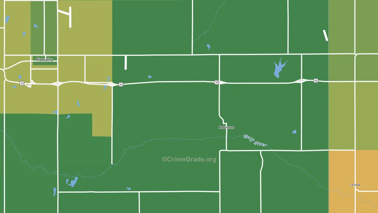 Robinson, KS Map of Vehicle Theft Rates