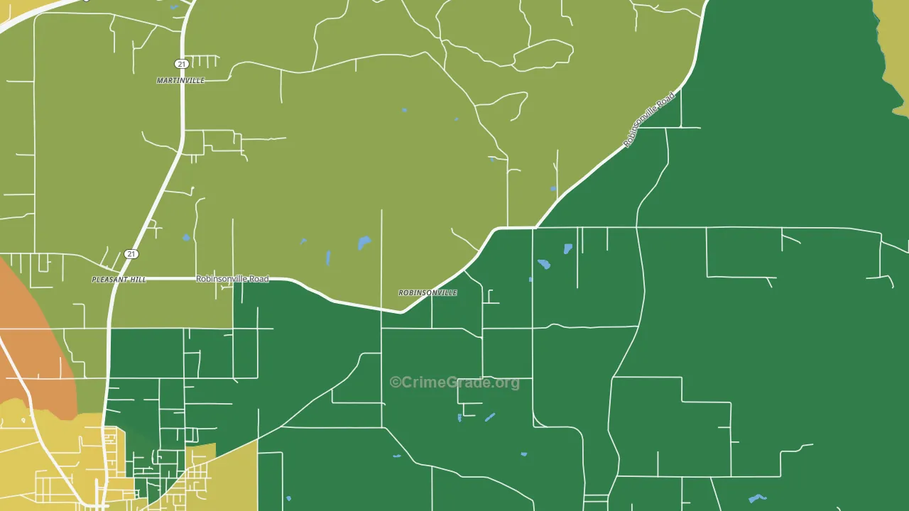 Robinsonville, AL Map of Vehicle Theft Rates