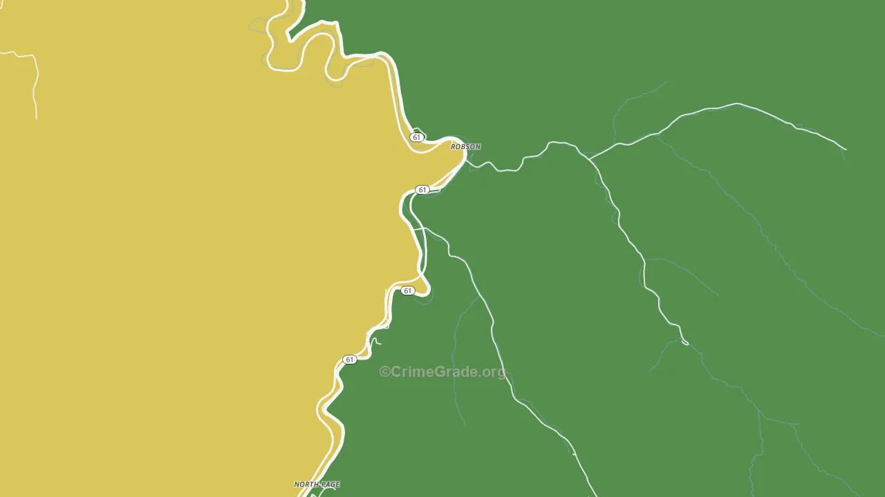 Robson, WV Map of Vehicle Theft Rates