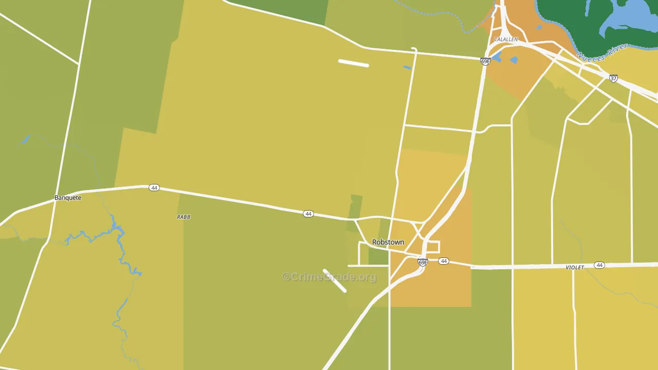 Robstown, TX Map of Vehicle Theft Rates