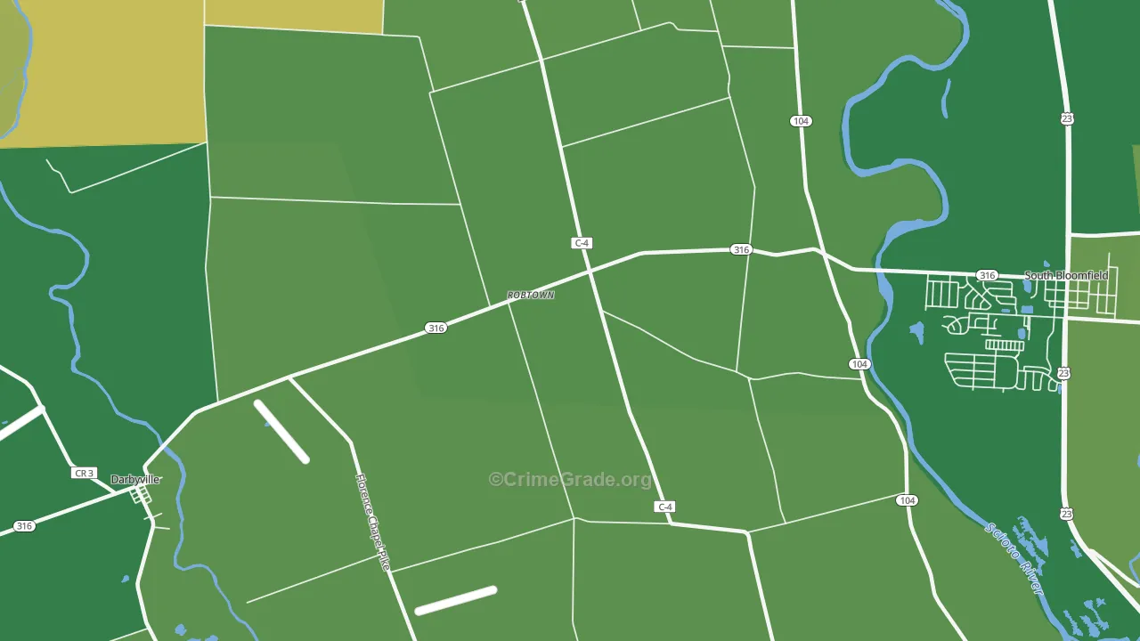 Robtown, OH Map of Vehicle Theft Rates