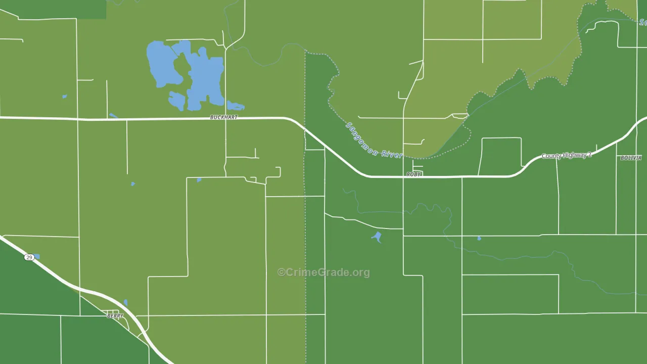 Roby, IL Map of Vehicle Theft Rates