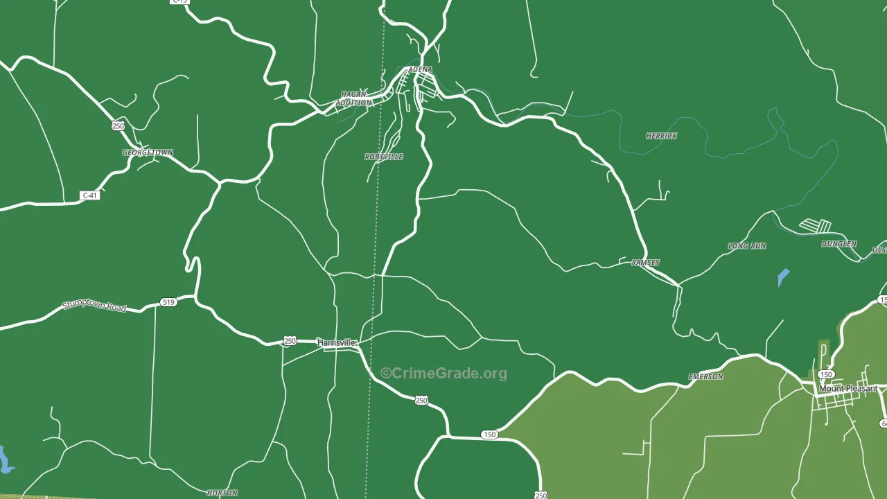 Robyville, OH Map of Vehicle Theft Rates
