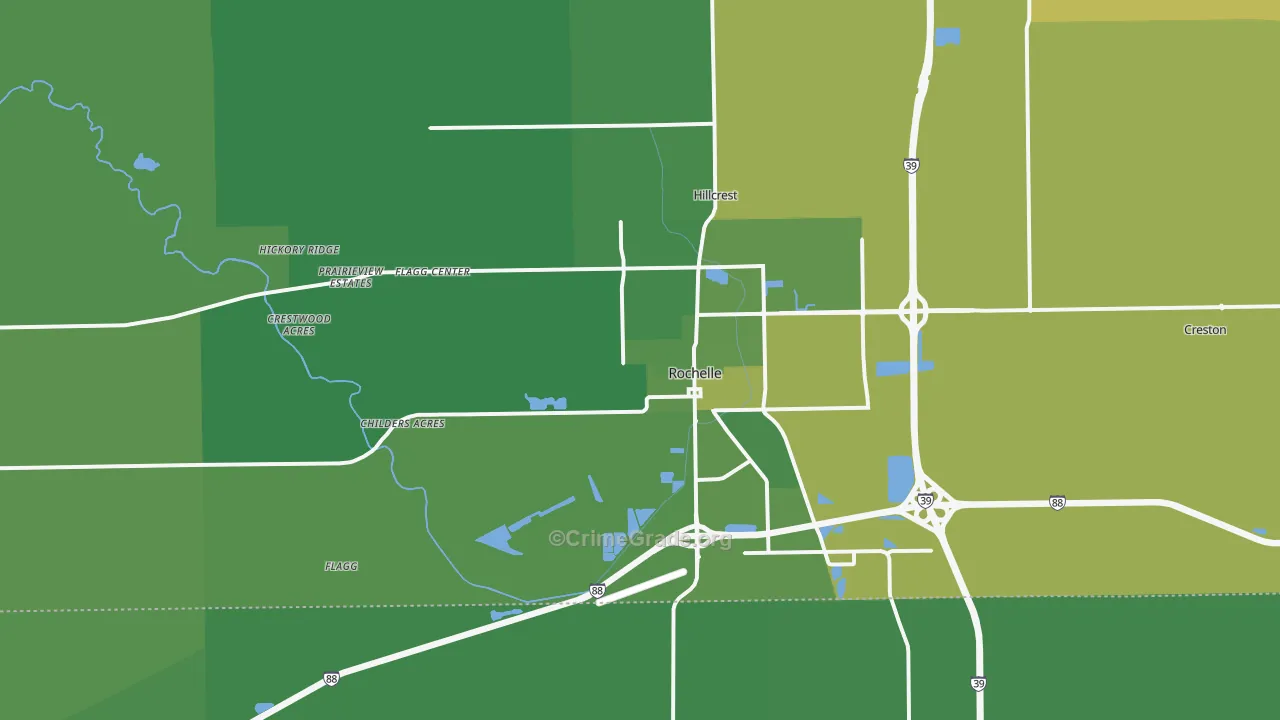 Rochelle, IL Map of Vehicle Theft Rates