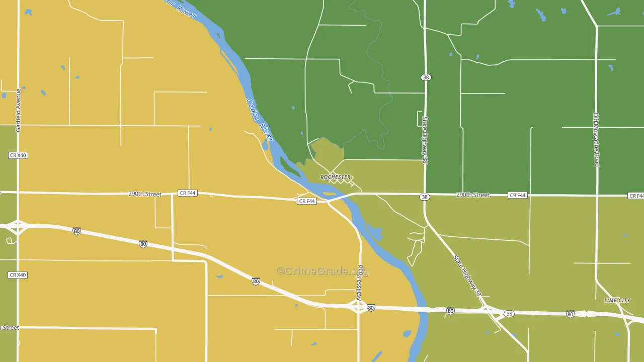 Rochester, IA Map of Vehicle Theft Rates