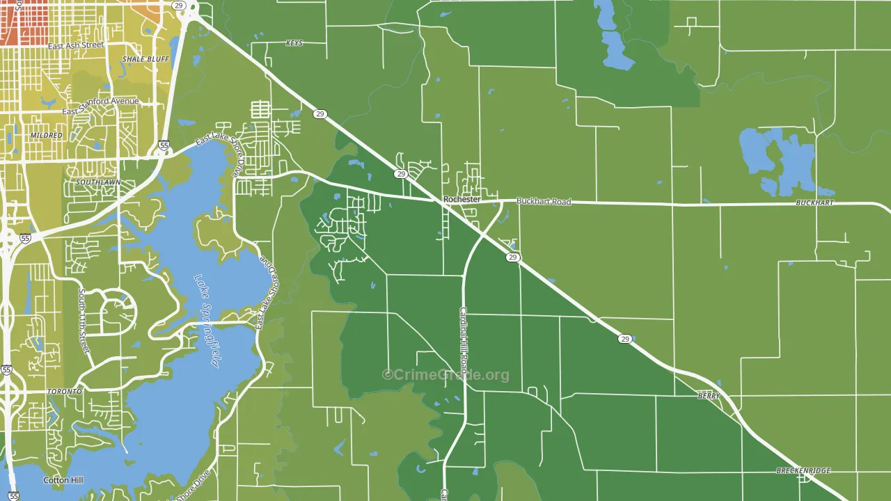 Rochester, IL Map of Vehicle Theft Rates