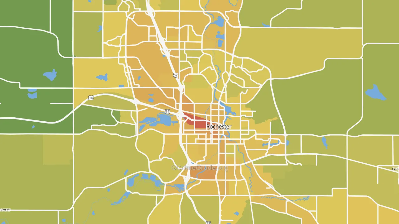 Rochester, MN Map of Vehicle Theft Rates
