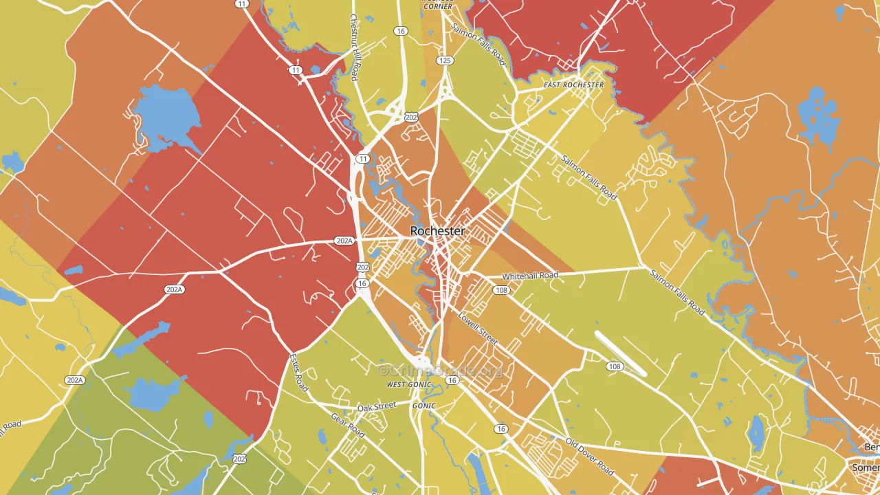 Rochester, NH Map of Vehicle Theft Rates
