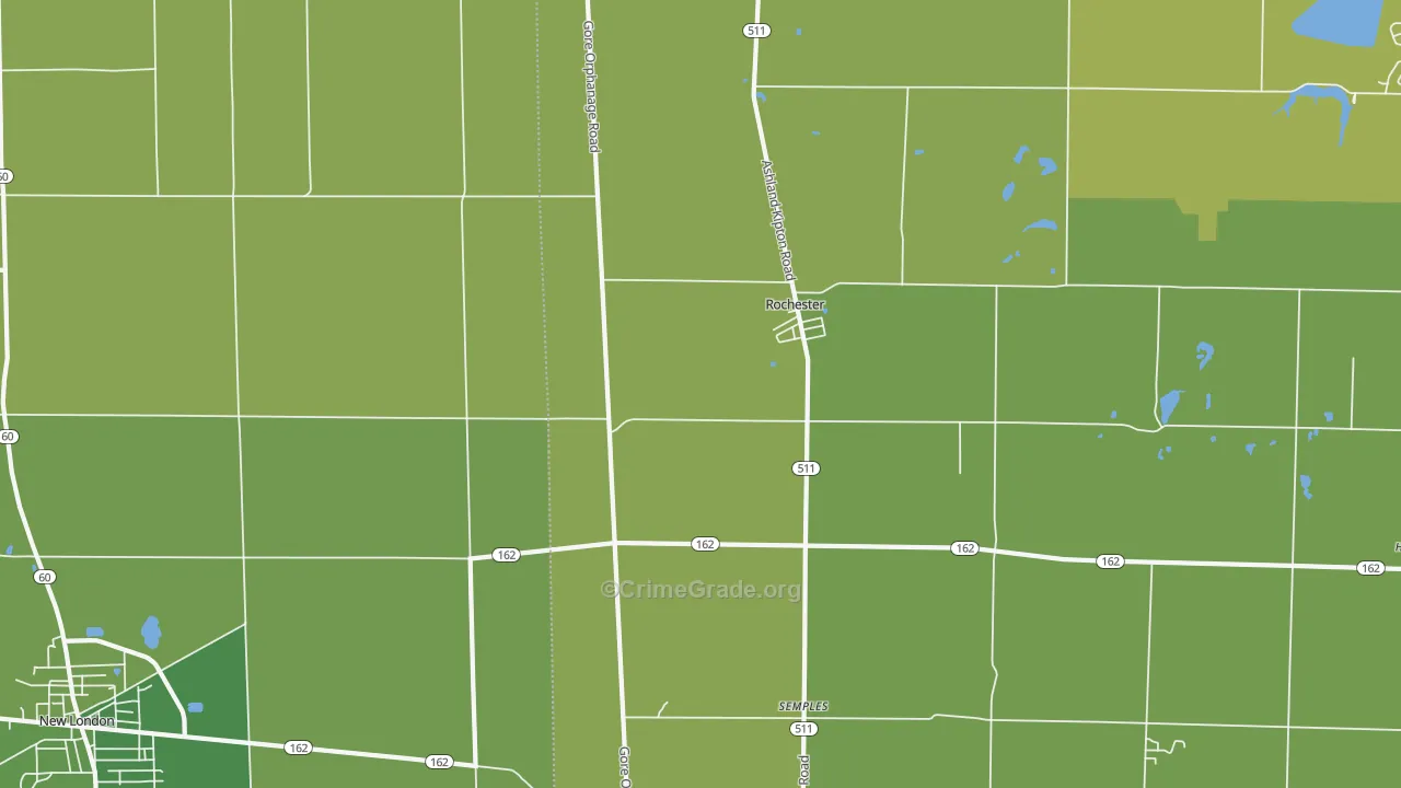 Rochester, OH Map of Vehicle Theft Rates