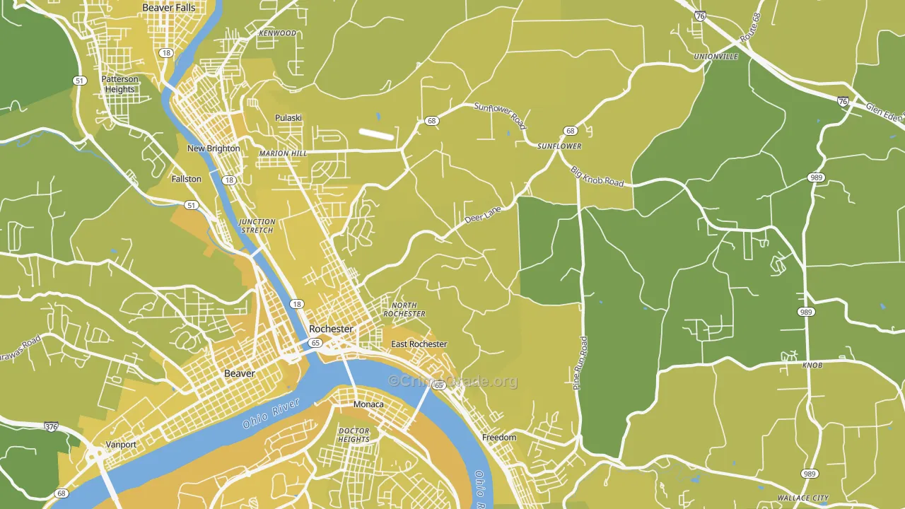 Rochester, PA Map of Vehicle Theft Rates