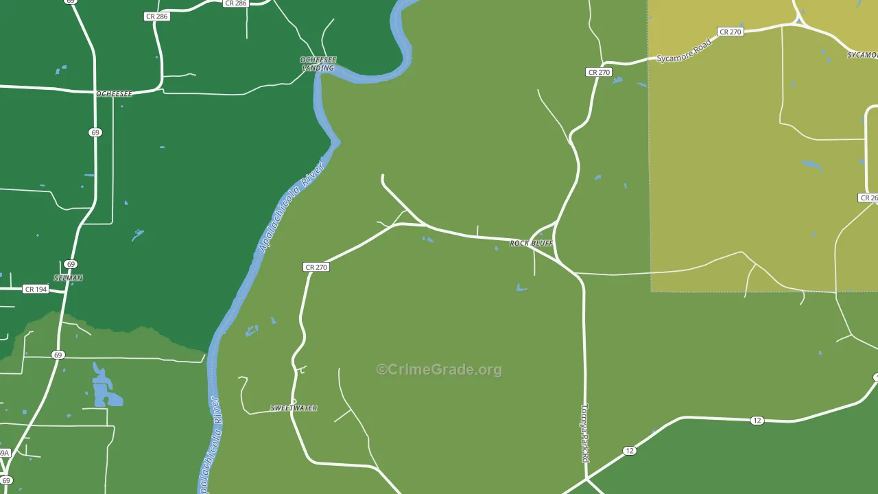 Rock Bluff, FL Map of Vehicle Theft Rates