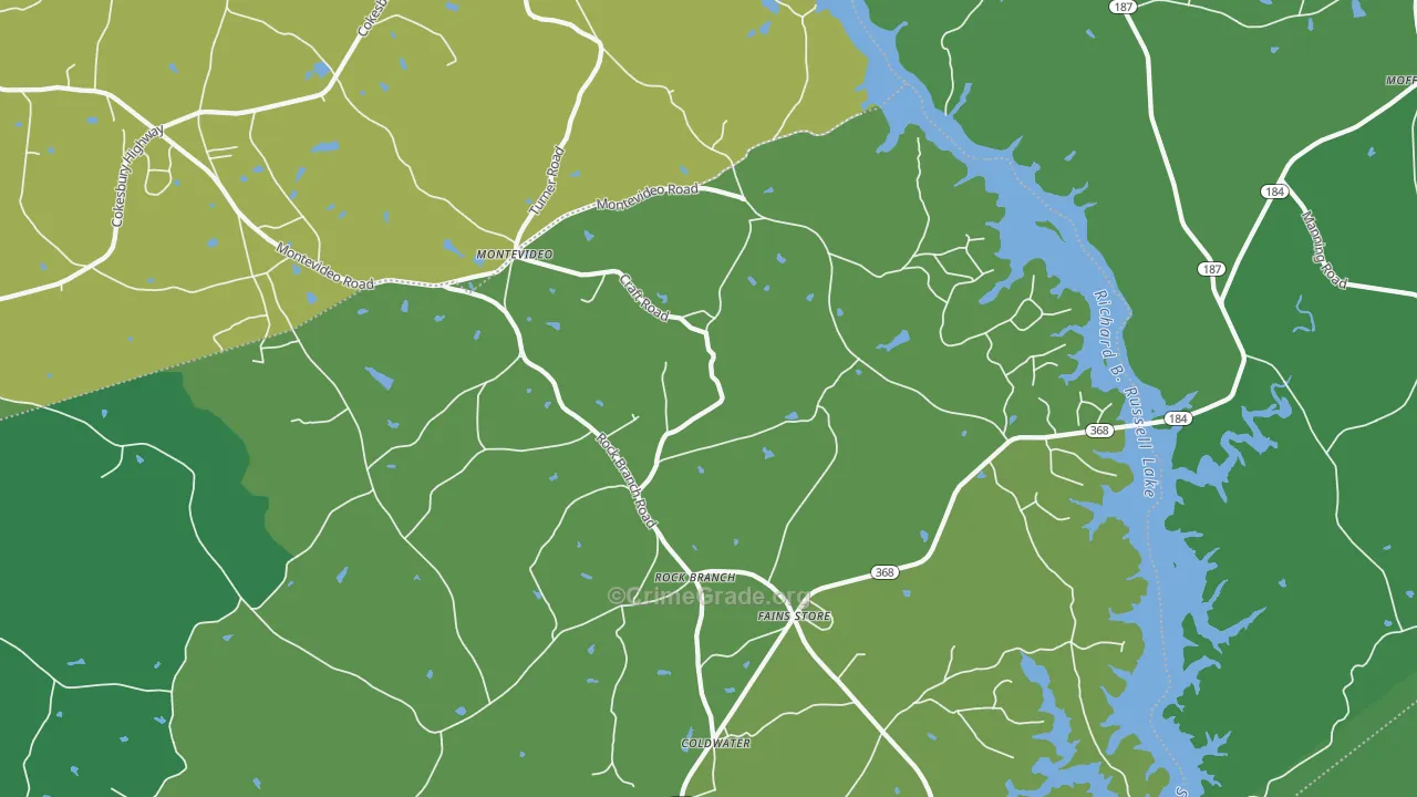 Rock Branch, GA Map of Vehicle Theft Rates