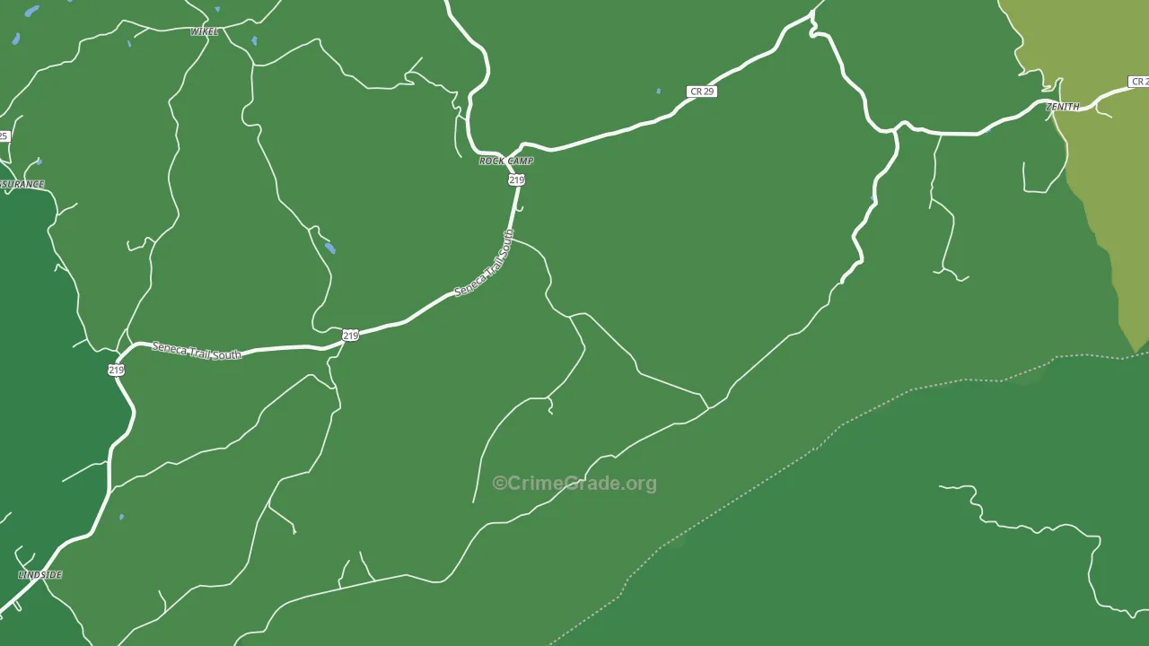 Rock Camp, WV Map of Vehicle Theft Rates