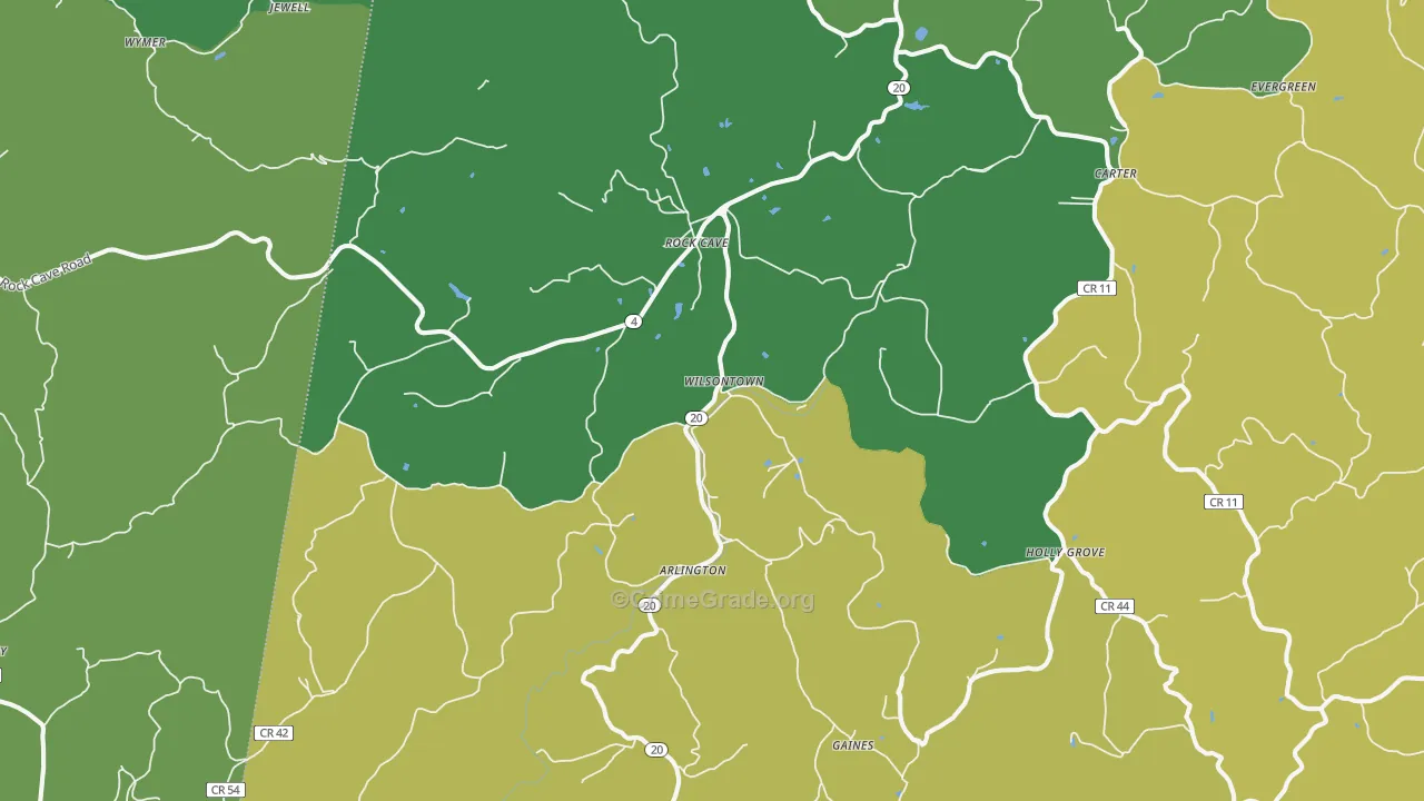 Rock Cave, WV Map of Vehicle Theft Rates