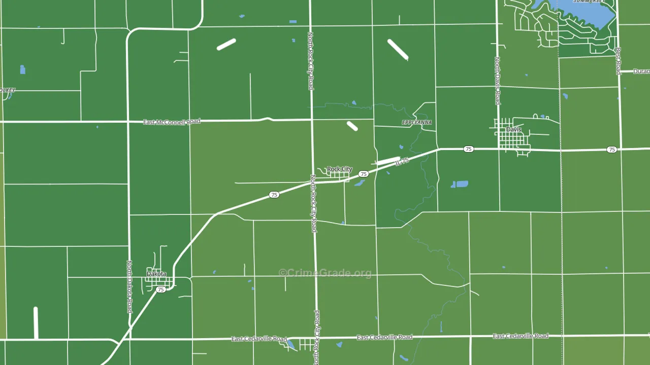 Rock City, IL Map of Vehicle Theft Rates