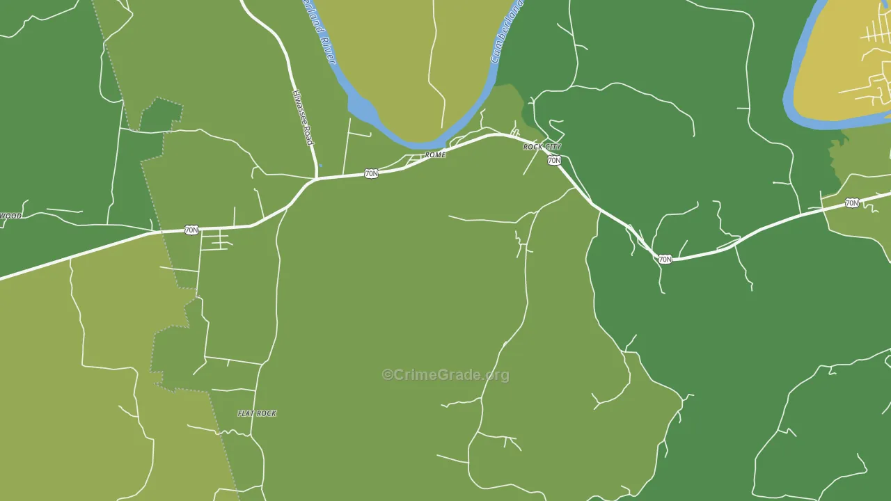 Rock City, TN Map of Vehicle Theft Rates