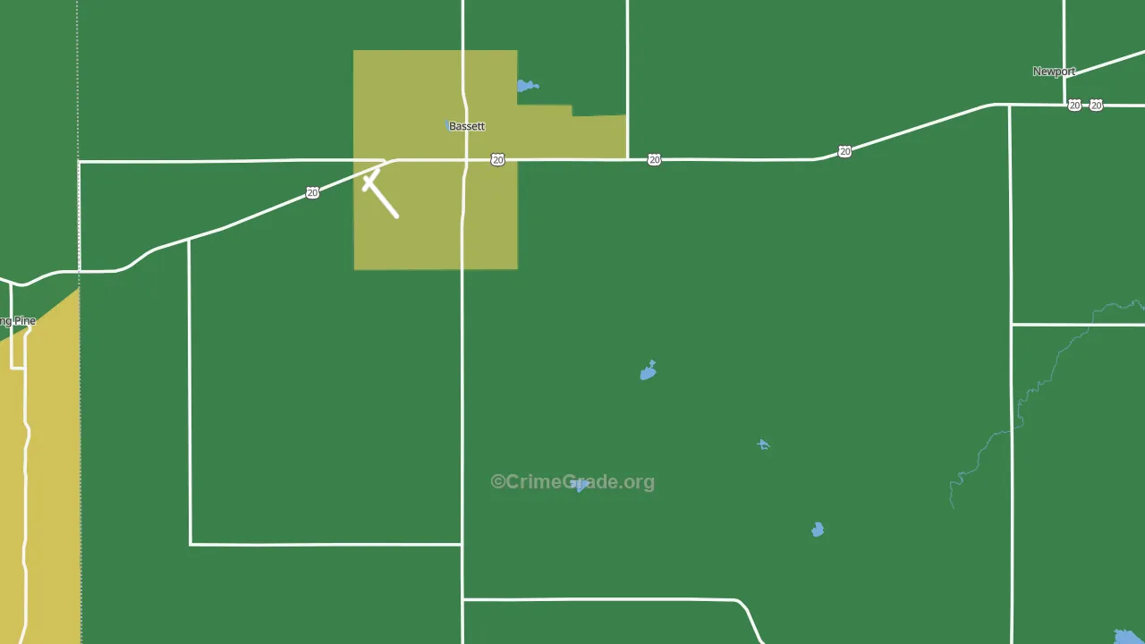 Rock County, NE Map of Vehicle Theft Rates