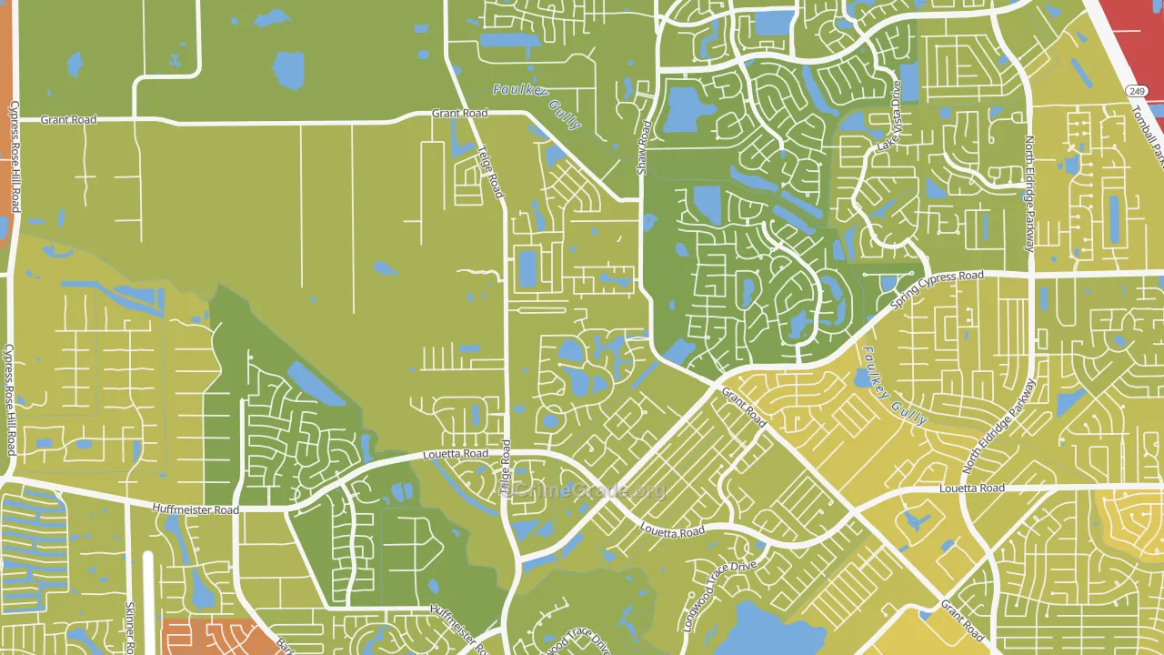 Rock Creek, Cypress, TX Map of Vehicle Theft Rates