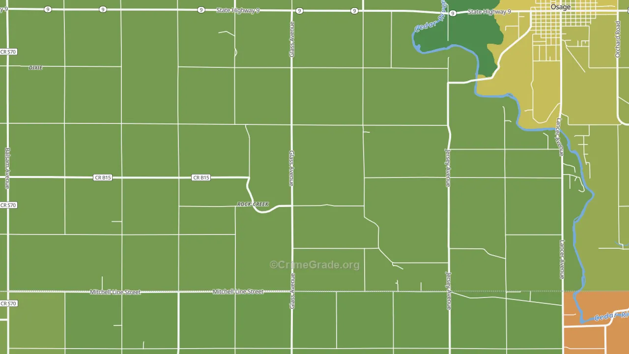 Rock Creek, IA Map of Vehicle Theft Rates