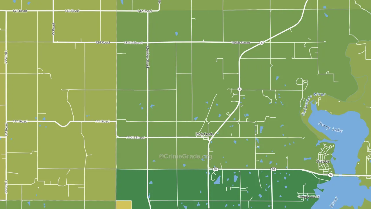 Rock Creek, KS Map of Vehicle Theft Rates