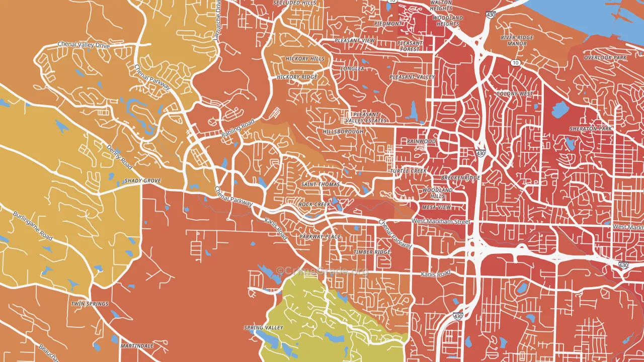 Rock Creek, Little Rock, AR Map of Vehicle Theft Rates