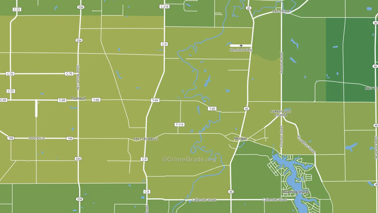 Rock Creek, OH Map of Vehicle Theft Rates
