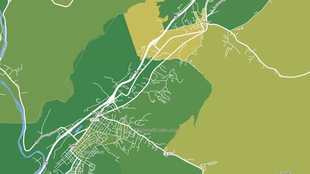Rock Creek, TN Map of Vehicle Theft Rates