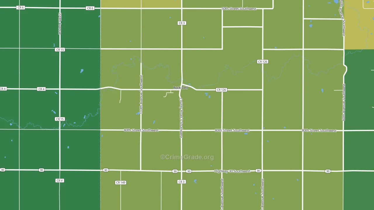 Rock Dell, MN Map of Vehicle Theft Rates