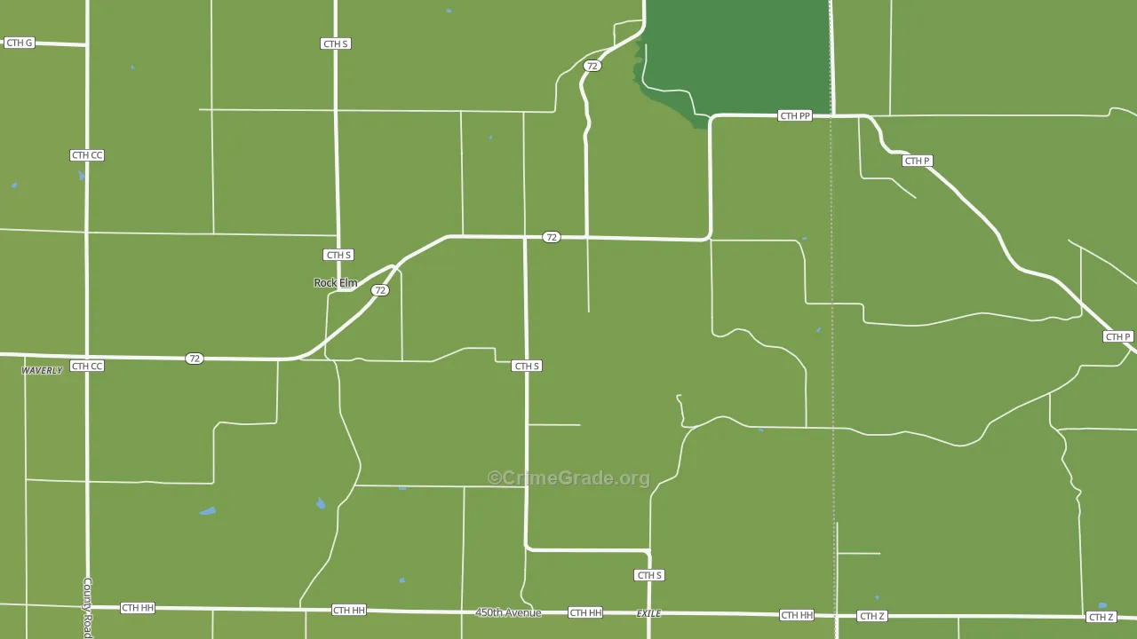 Rock Elm, WI Map of Vehicle Theft Rates