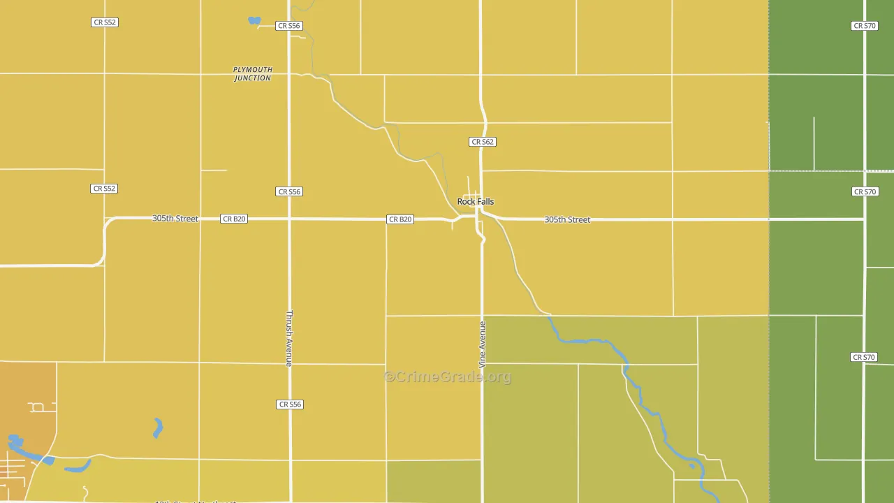 Rock Falls, IA Map of Vehicle Theft Rates