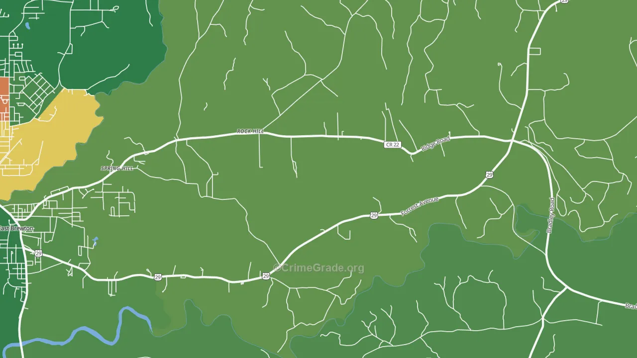 Rock Hill, AL Map of Vehicle Theft Rates