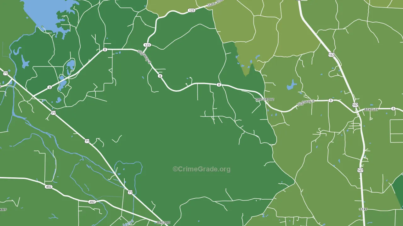 Rock Hill, LA Map of Vehicle Theft Rates