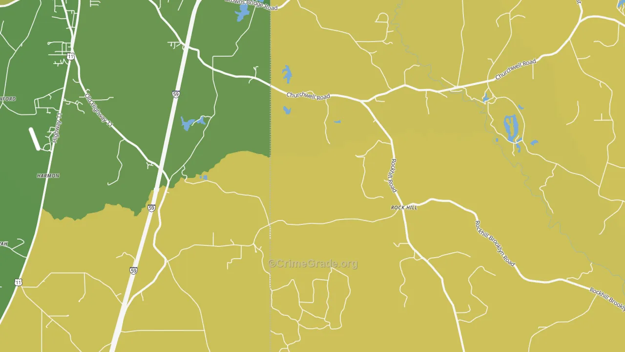 Rock Hill, MS Map of Vehicle Theft Rates