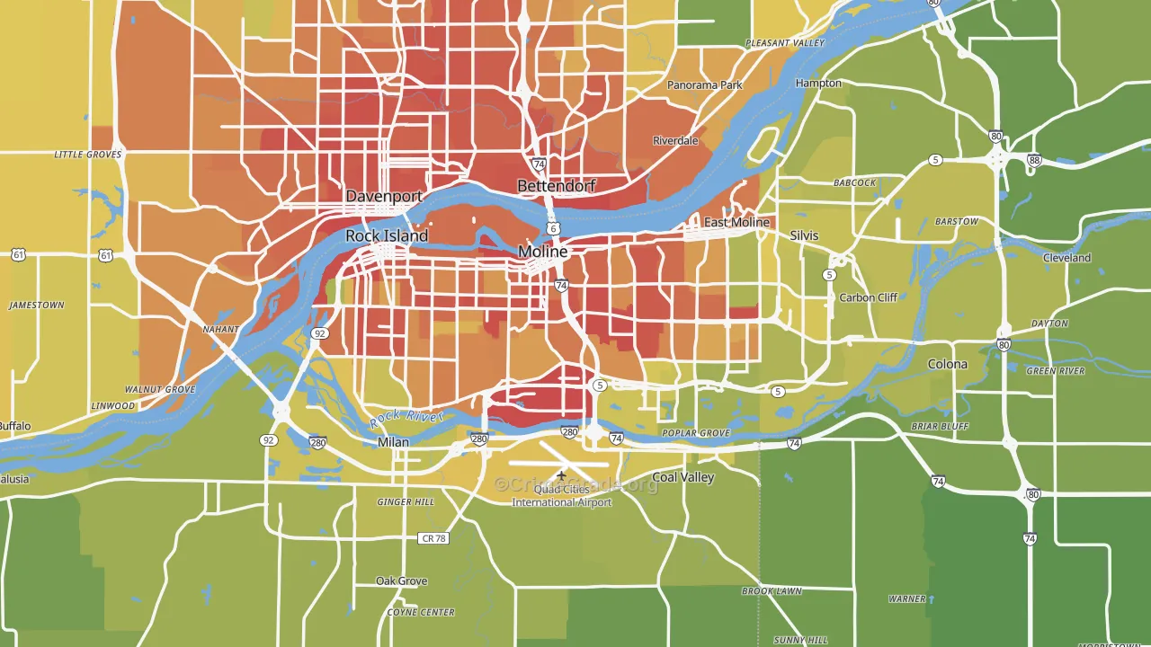 Rock Island County, IL Map of Vehicle Theft Rates