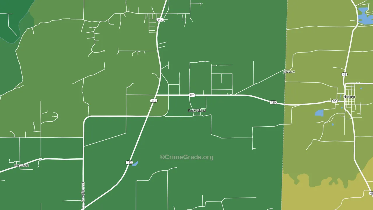 Rock Island, OK Map of Vehicle Theft Rates