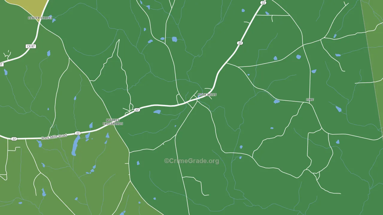 Rock Mills, AL Map of Vehicle Theft Rates