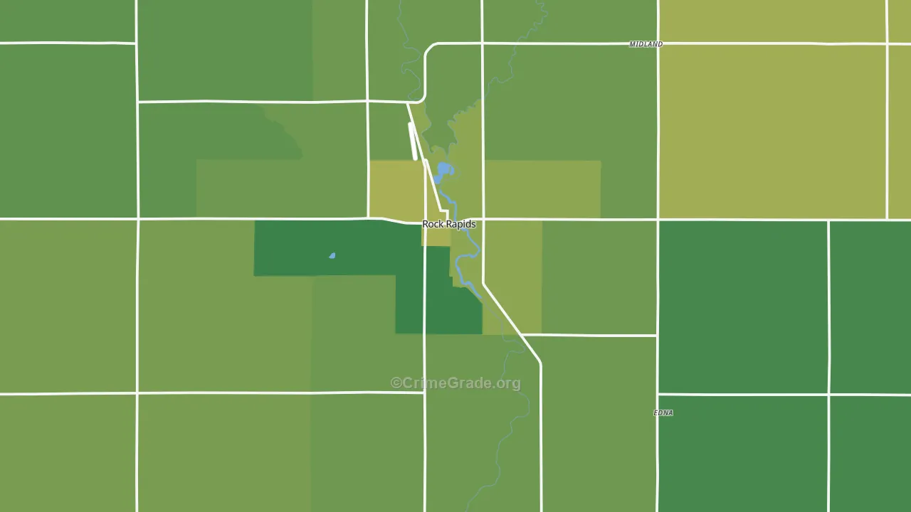 Rock Rapids, IA Map of Vehicle Theft Rates