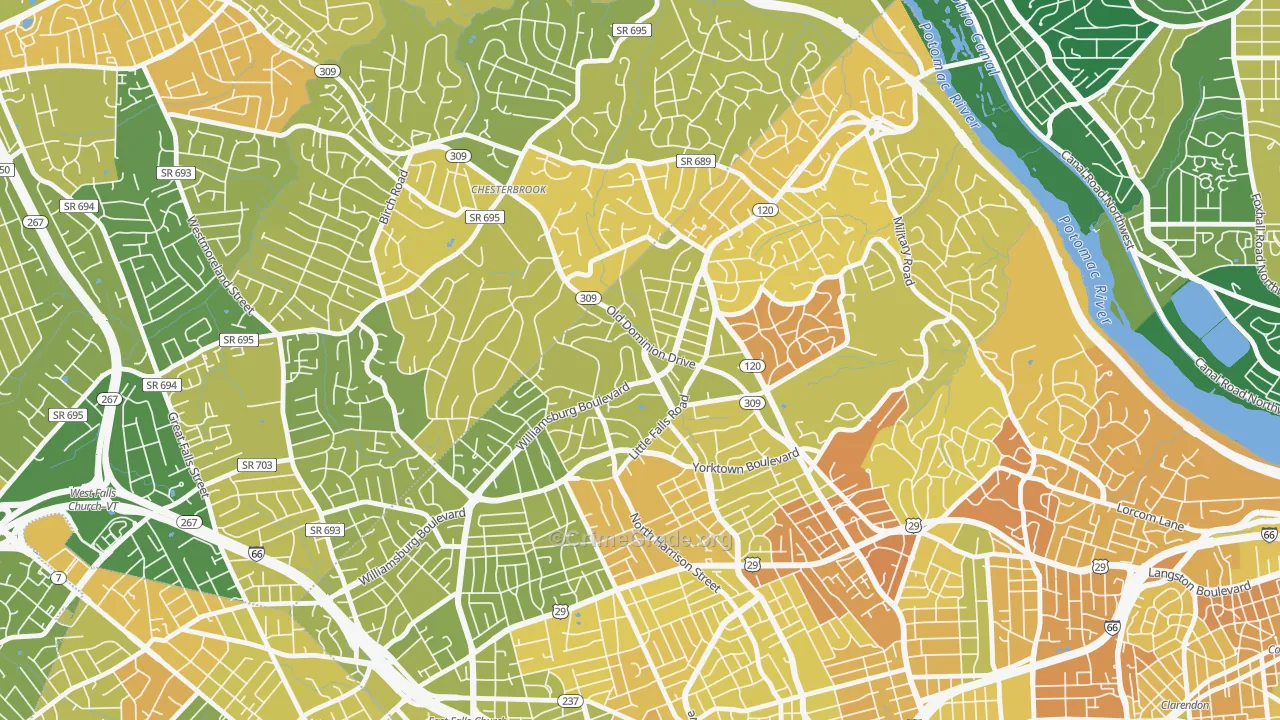 Rock Spring, Arlington, VA Map of Vehicle Theft Rates
