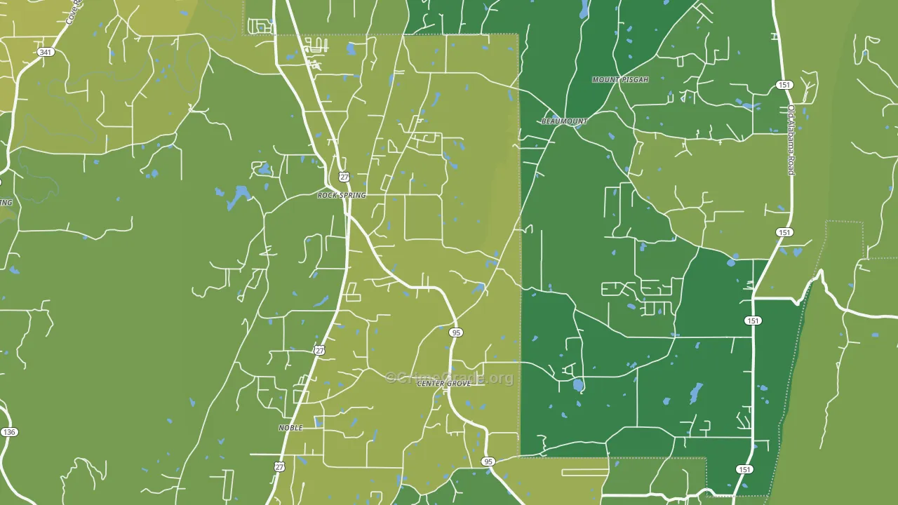 Rock Spring, GA Map of Vehicle Theft Rates