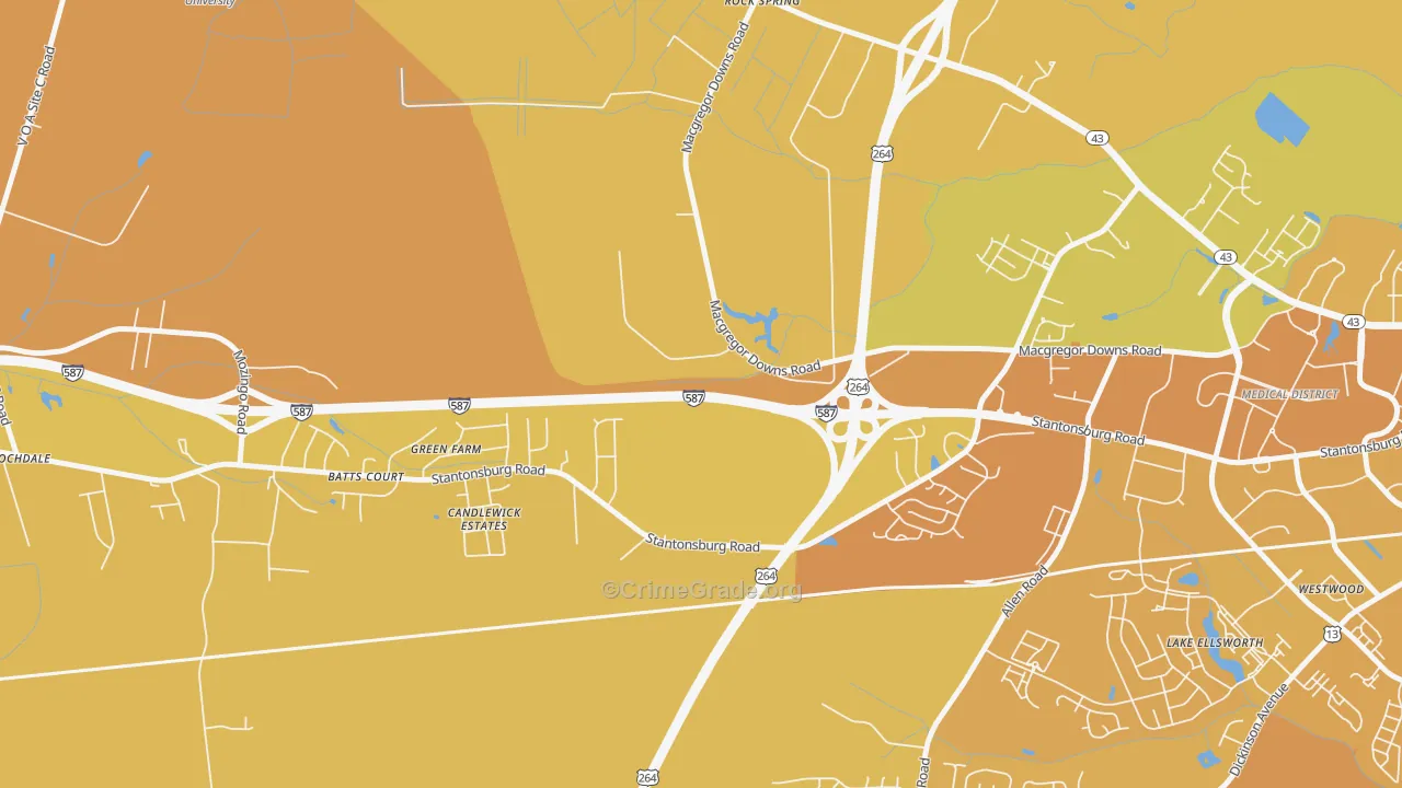 Rock Spring, NC Map of Vehicle Theft Rates