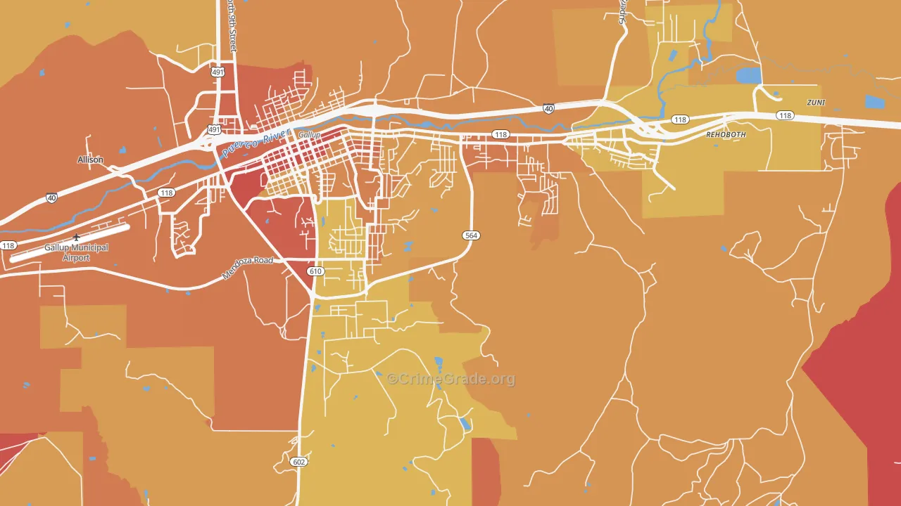Rock Springs, NM Map of Vehicle Theft Rates
